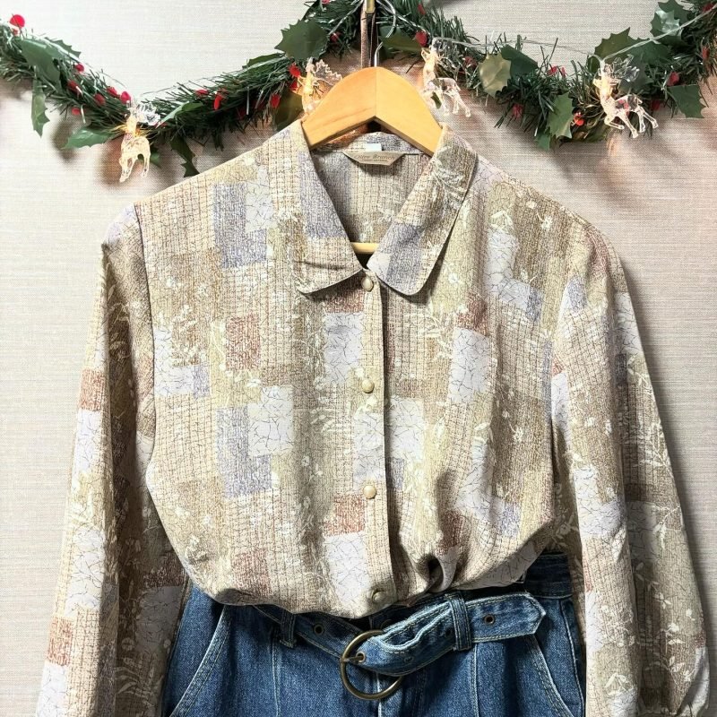 日本古著 ❁ 杏紫色碎花襯衣