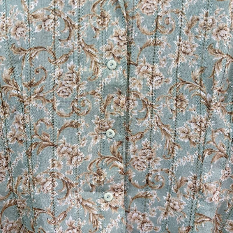 日本古著 ❁ 綠色宮廷花紋襯衣 - Image 5