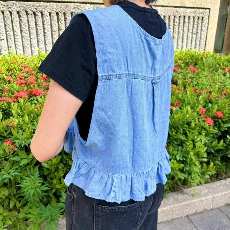 日本古著 ❁ 牛仔稻草人田園刺繡背心 - Image 4