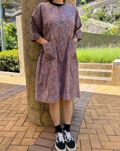 日本古著 ❁ 紫紅色腰果花連衣裙