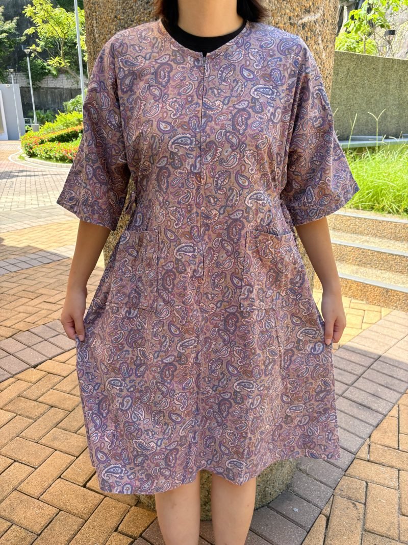 日本古著 ❁ 紫紅色腰果花連衣裙 - Image 2