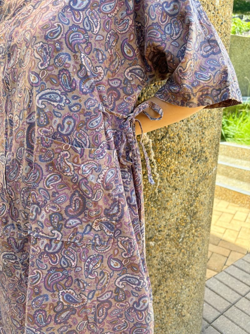 日本古著 ❁ 紫紅色腰果花連衣裙 - Image 5